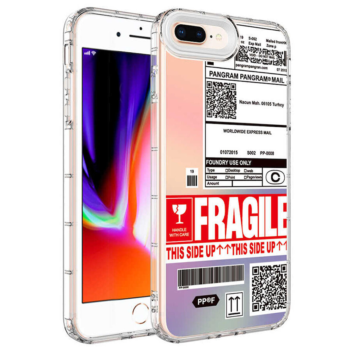 iPhone 7 Plus Uyumlu Kamera Korumalı Renkli Desenli Sert Silikon Zore Korn Kapak-NO5