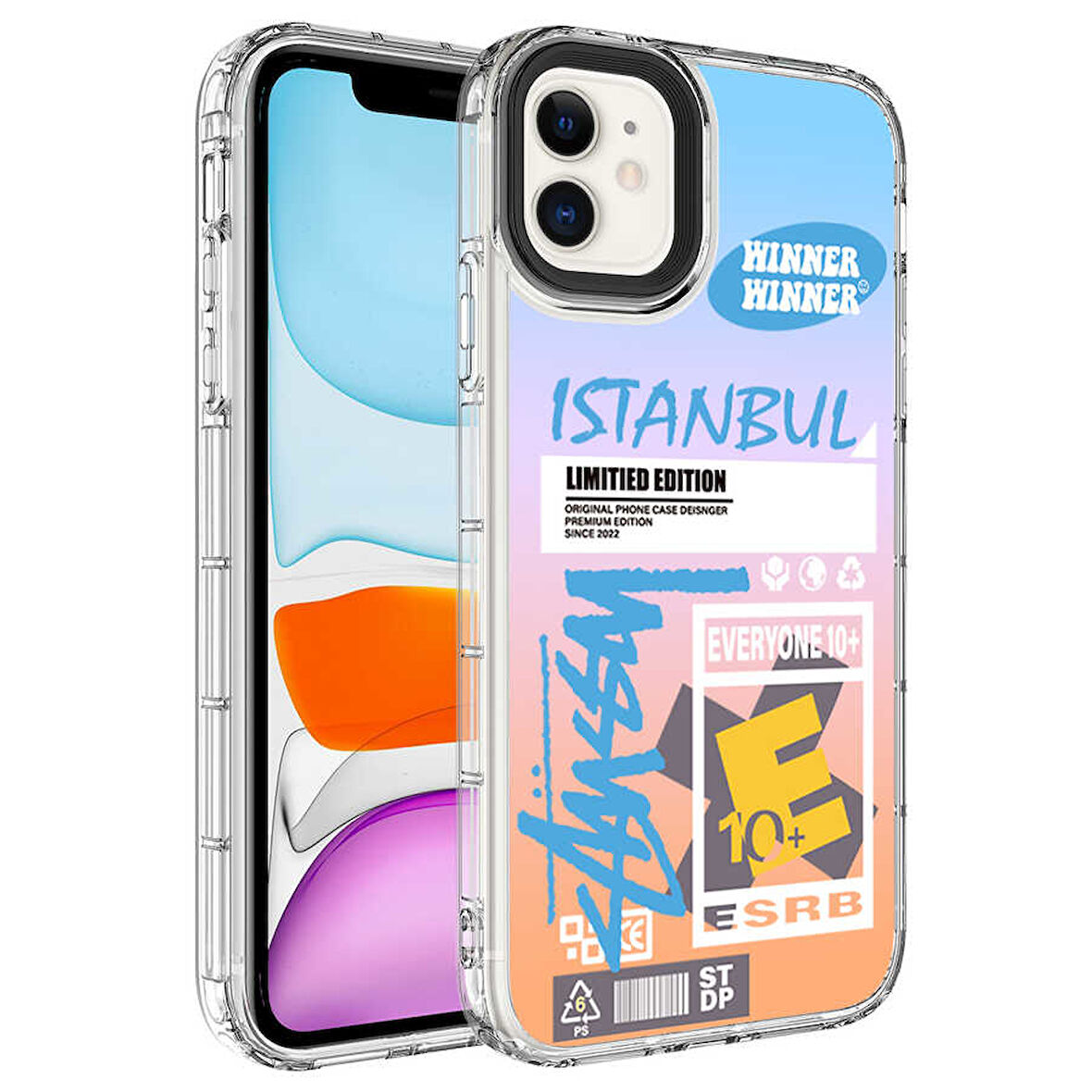iPhone 11 Uyumlu Kamera Korumalı Renkli Desenli Sert Silikon Zore Korn Kılıf-NO1