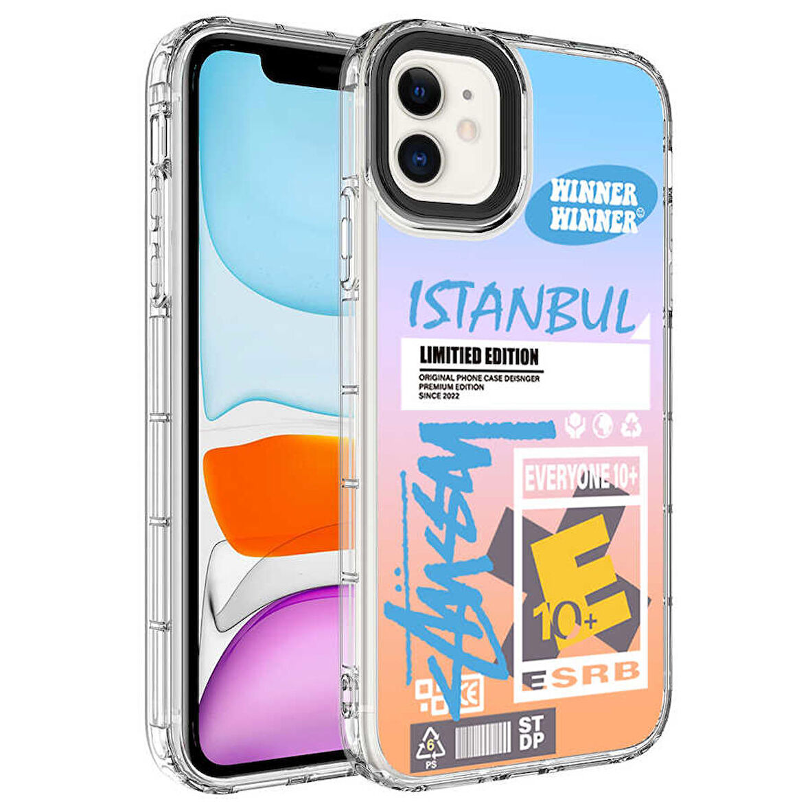 iPhone 11 Uyumlu Kamera Korumalı Renkli Desenli Sert Silikon Zore Korn Kapak-NO1