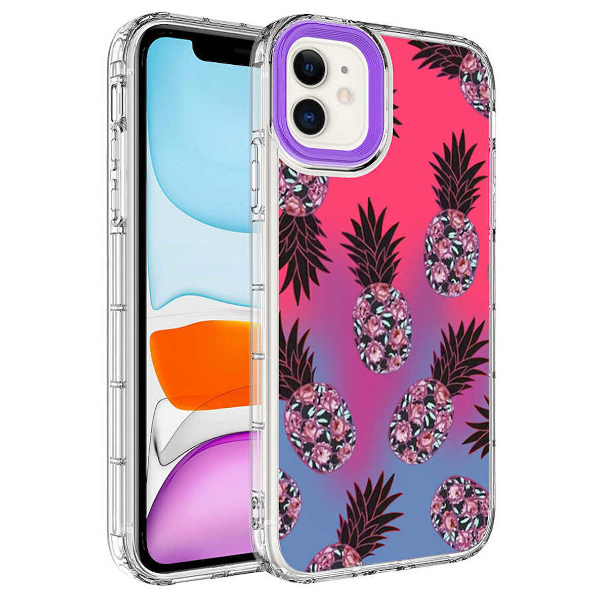 iPhone 11 Uyumlu Kamera Korumalı Renkli Desenli Sert Silikon Zore Korn Kapak-NO6