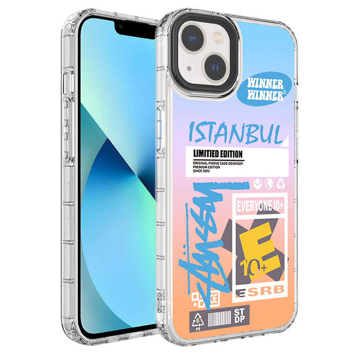 iPhone 13 Uyumlu Kamera Korumalı Renkli Desenli Sert Silikon Zore Korn Kapak-NO1