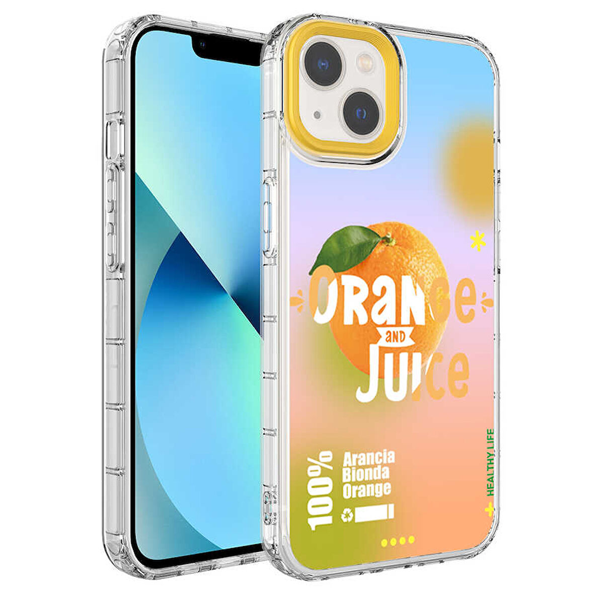 iPhone 13 Uyumlu Kamera Korumalı Renkli Desenli Sert Silikon Zore Korn Kılıf-NO3