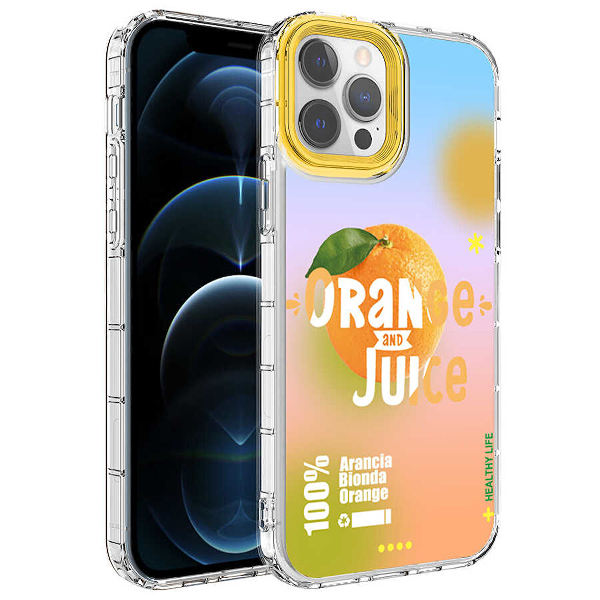 iPhone 13 Pro Uyumlu Kamera Korumalı Renkli Desenli Sert Silikon Zore Korn Kılıf-NO3