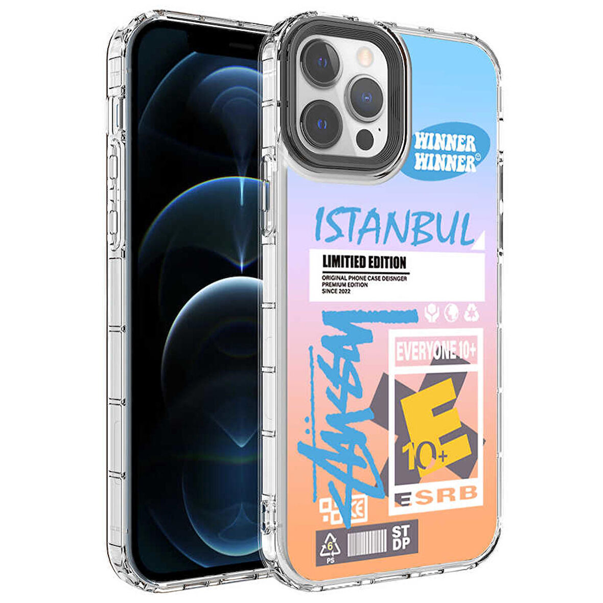 iPhone 13 Pro Max Uyumlu Kamera Korumalı Renkli Desenli Sert Silikon Zore Korn Kapak-NO1