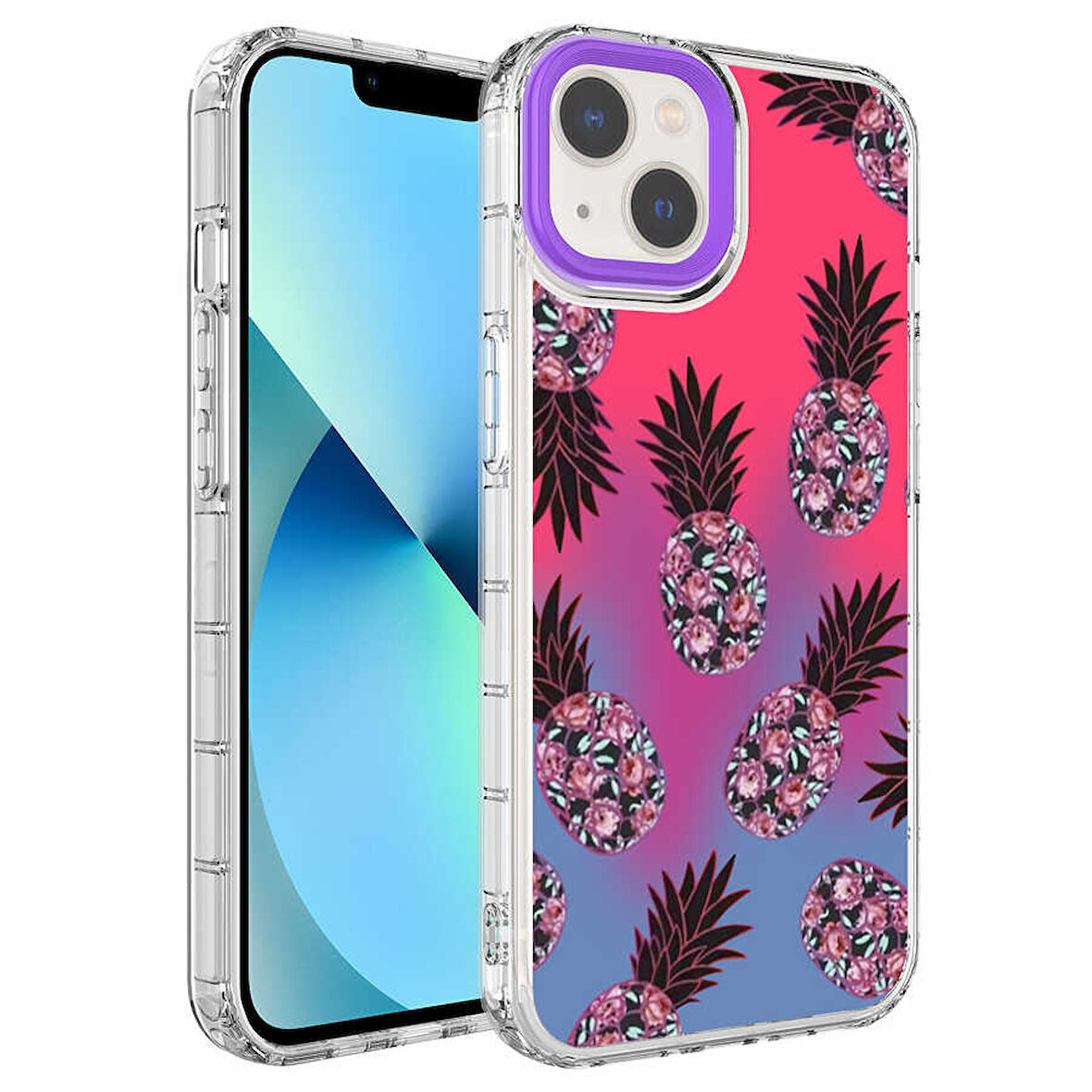 iPhone 14 Uyumlu Kamera Korumalı Renkli Desenli Sert Silikon Zore Korn Kılıf-NO6