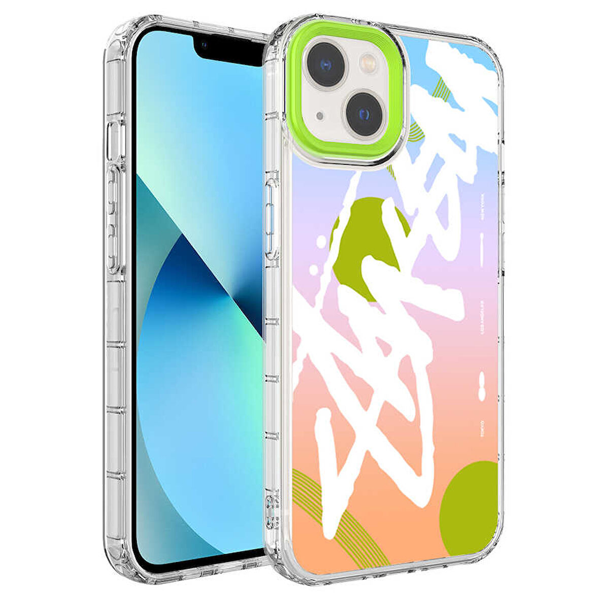 iPhone 14 Plus Uyumlu Kamera Korumalı Renkli Desenli Sert Silikon Zore Korn Kılıf-NO2