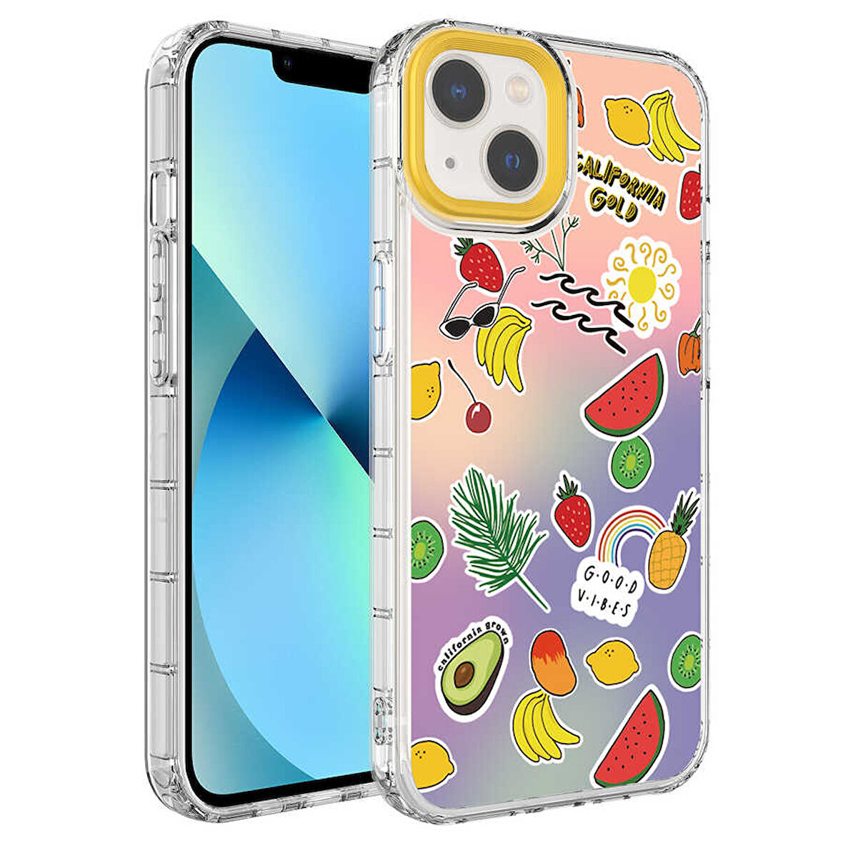 iPhone 14 Plus Uyumlu Kamera Korumalı Renkli Desenli Sert Silikon Zore Korn Kılıf-NO4