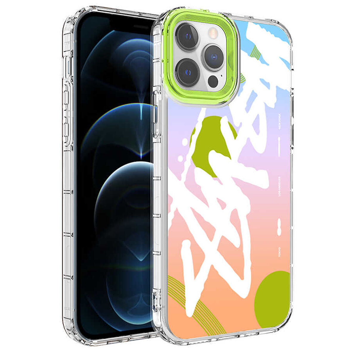 iPhone 14 Pro Max Uyumlu Kamera Korumalı Renkli Desenli Sert Silikon Zore Korn Kılıf-NO2