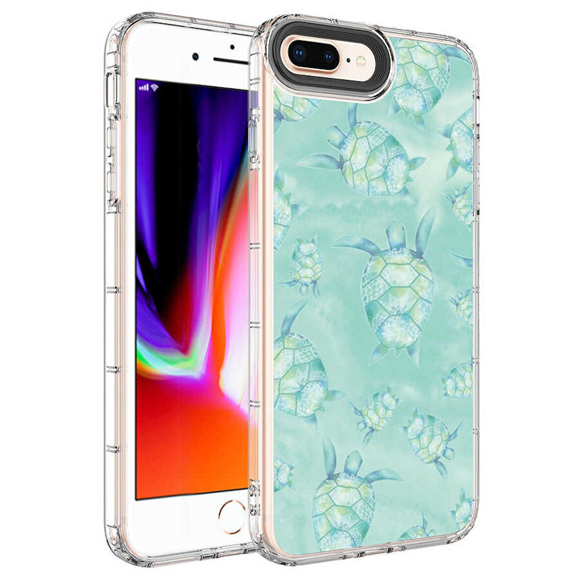 iPhone 7 Plus Uyumlu Kamera Korumalı Renkli Desenli Sert Silikon Zore Korn Kapak-NO13
