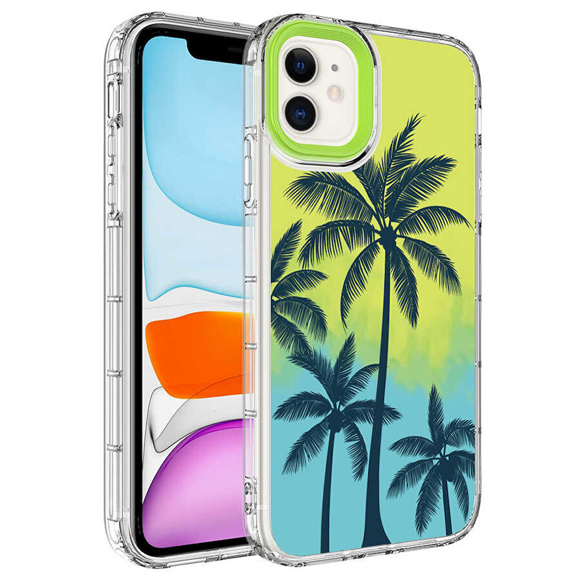iPhone 11 Uyumlu Kamera Korumalı Renkli Desenli Sert Silikon Zore Korn Kılıf-NO8