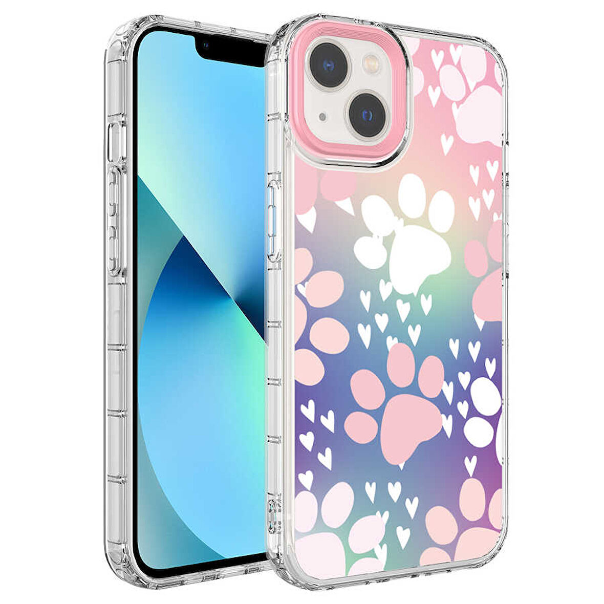 iPhone 14 Uyumlu Kamera Korumalı Renkli Desenli Sert Silikon Zore Korn Kılıf-NO7