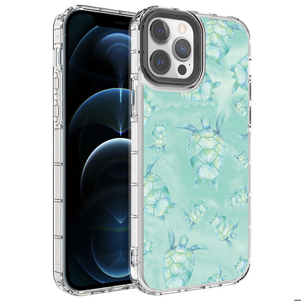 iPhone 14 Pro Uyumlu Kamera Korumalı Renkli Desenli Sert Silikon Zore Korn Kapak-NO13