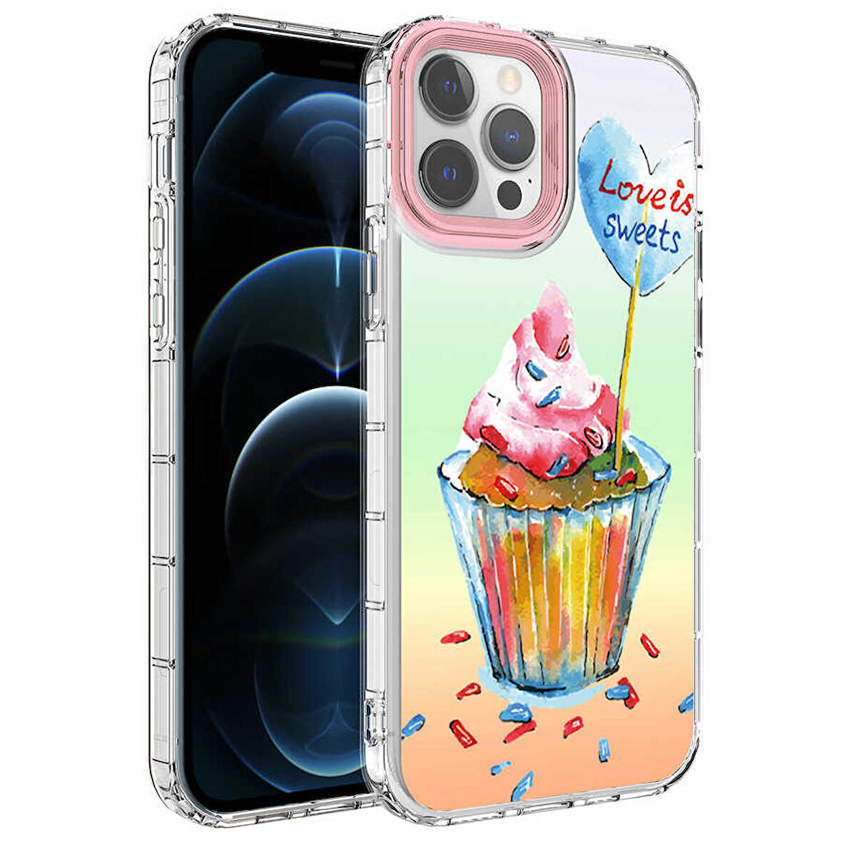 iPhone 14 Pro Uyumlu Kamera Korumalı Renkli Desenli Sert Silikon Zore Korn Kapak-NO15