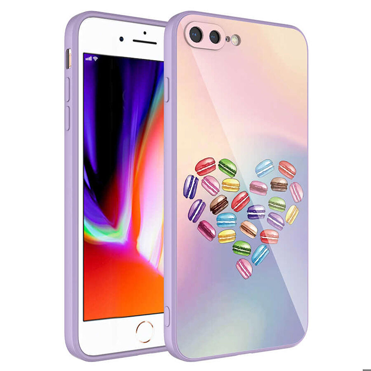 iPhone 8 Plus Uyumlu Kamera Korumalı Desenli Sert Silikon Zore Epoksi Kapak-NO1