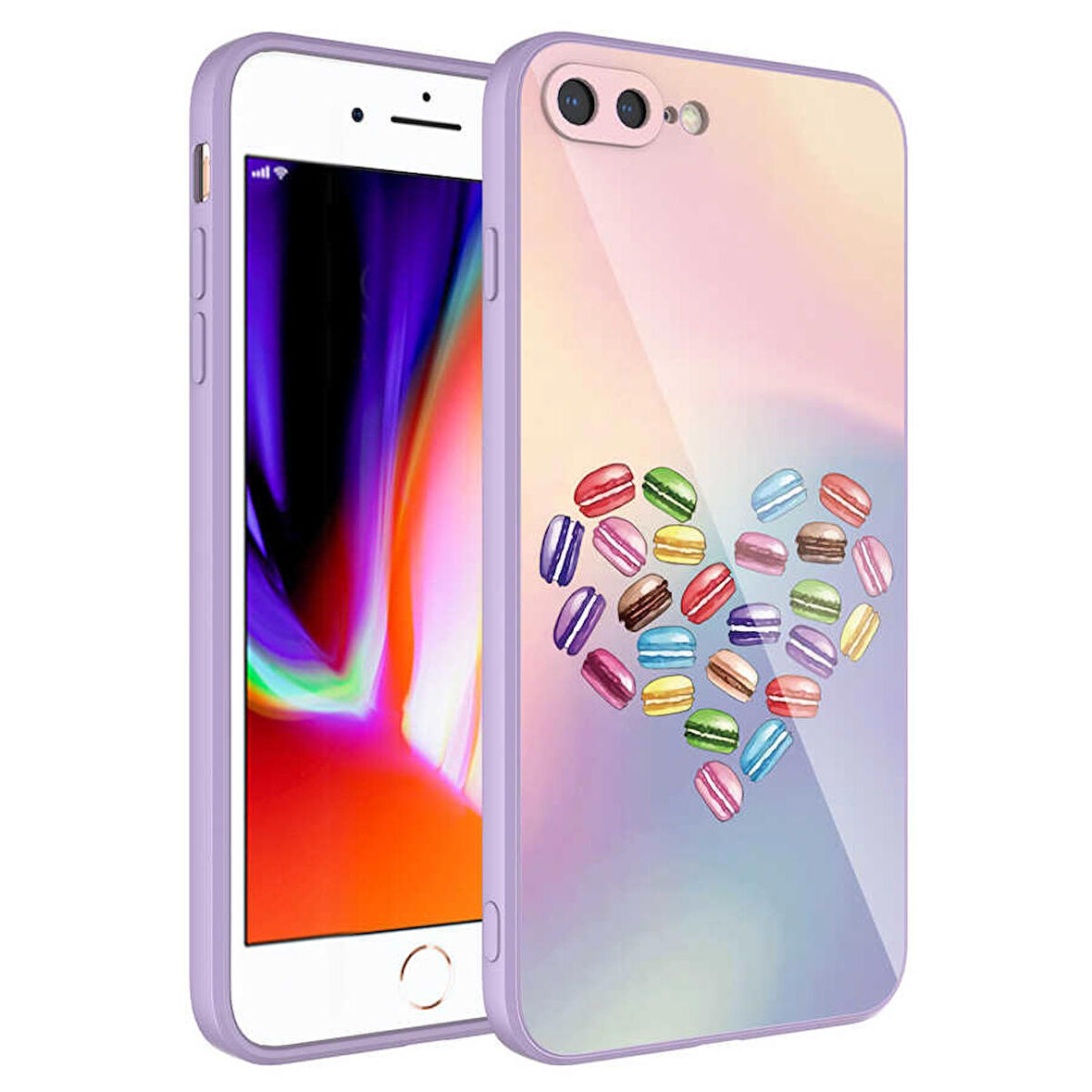 iPhone 8 Plus Uyumlu Kamera Korumalı Desenli Sert Silikon Zore Epoksi Kapak-NO1
