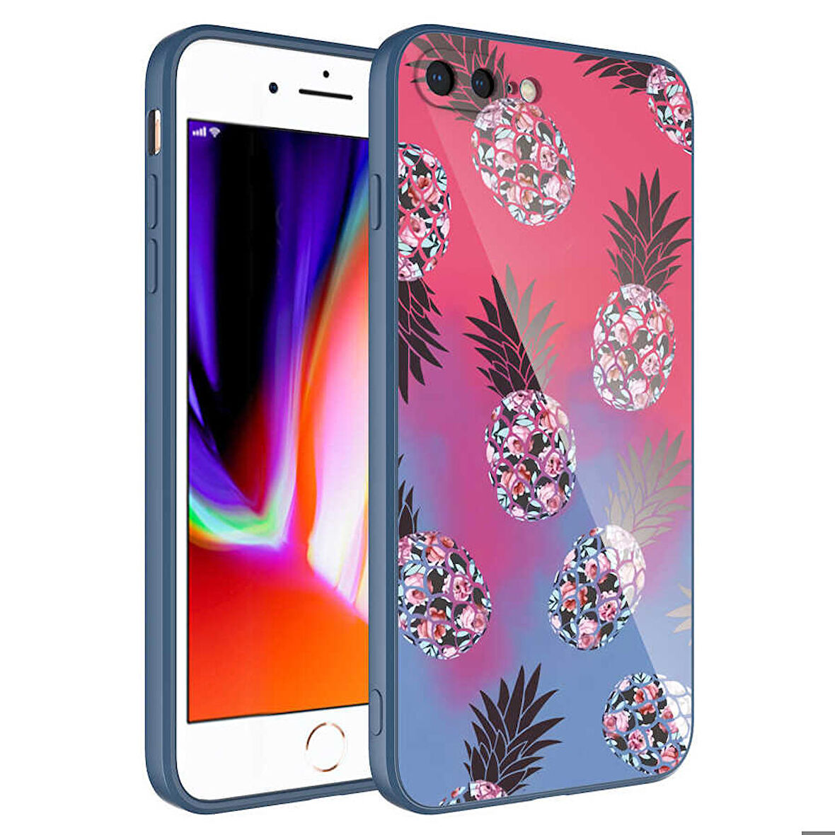 iPhone 7 Plus Uyumlu Kamera Korumalı Desenli Sert Silikon Zore Epoksi Kapak-NO3