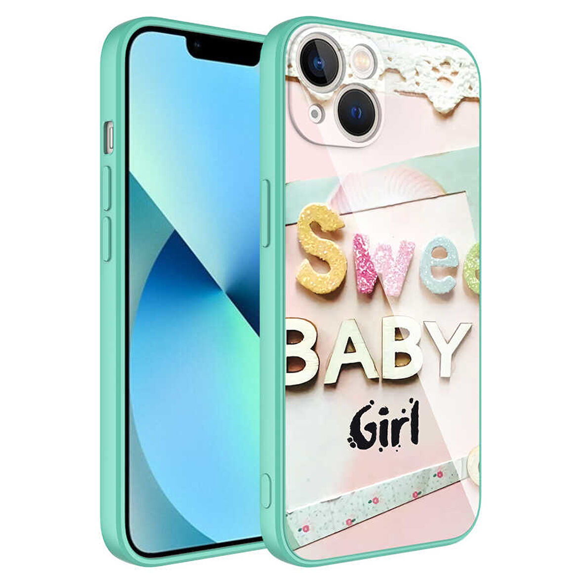 iPhone 13 Uyumlu Kamera Korumalı Desenli Sert Silikon Zore Epoksi Kılıf-NO5