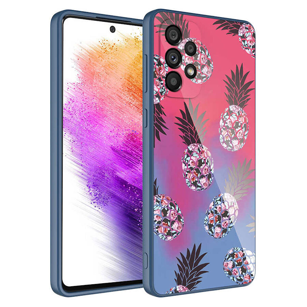 Galaxy A13 4G Uyumlu Kamera Korumalı Desenli Sert Silikon Zore Epoksi Kapak-NO3