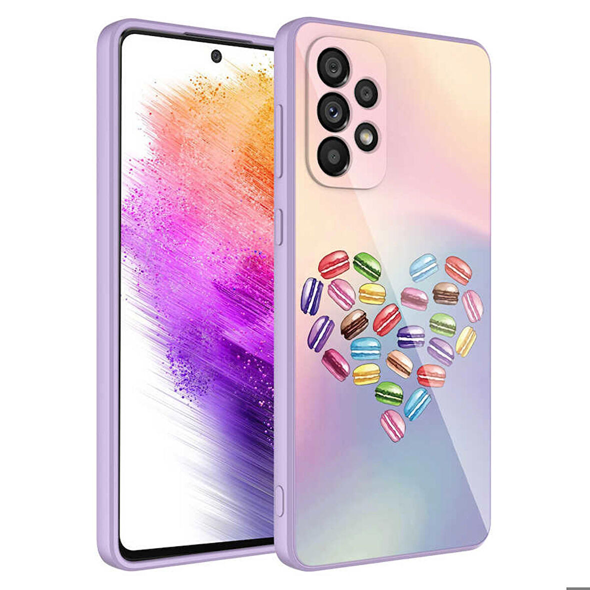 Galaxy A52 Uyumlu Kamera Korumalı Desenli Sert Silikon Zore Epoksi Kapak-NO1