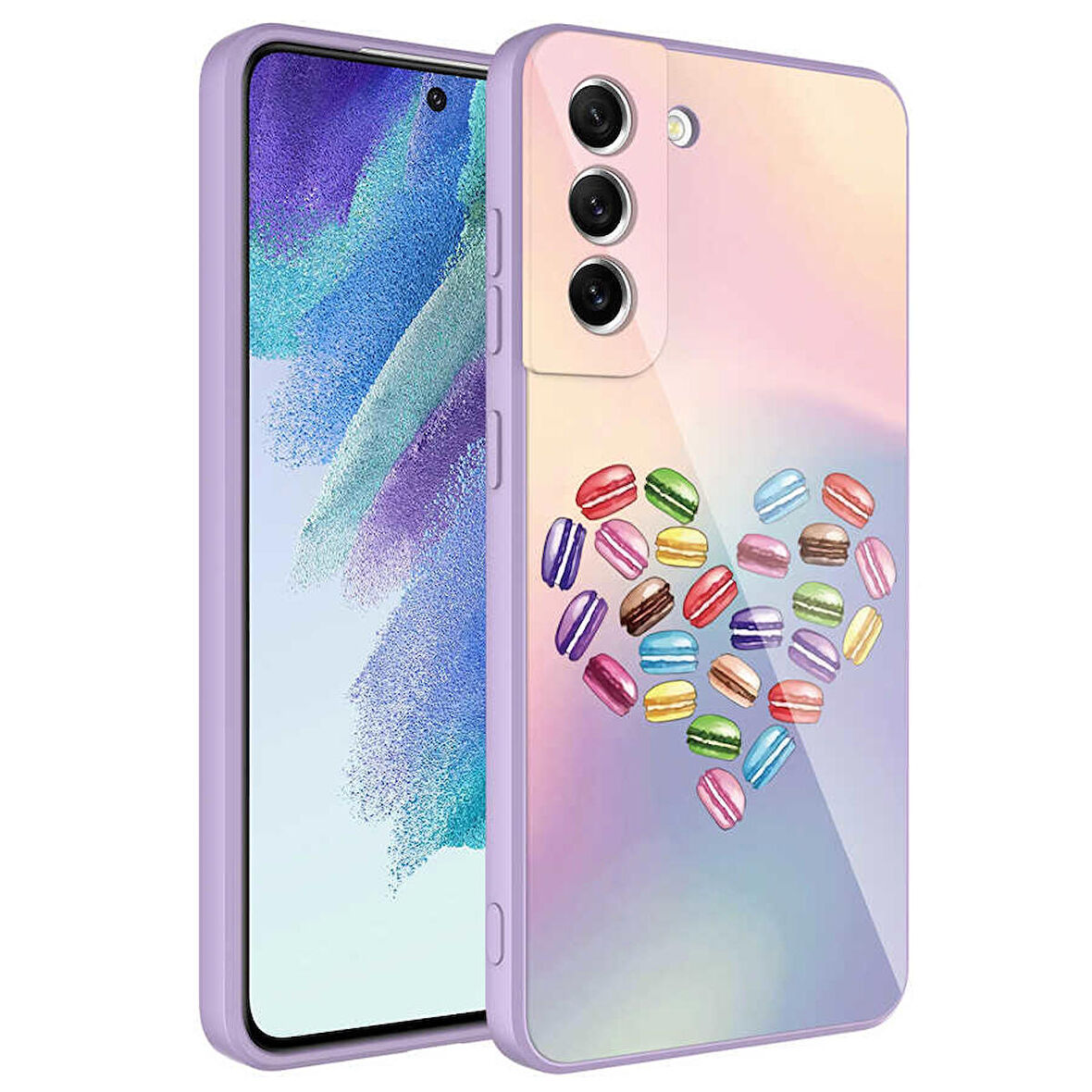 Galaxy S21 FE Uyumlu Kamera Korumalı Desenli Sert Silikon Zore Epoksi Kapak-NO1