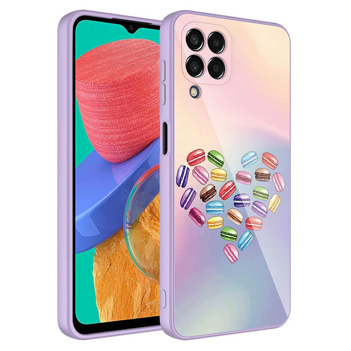 Galaxy M33 Uyumlu Kamera Korumalı Desenli Sert Silikon Zore Epoksi Kapak-NO1