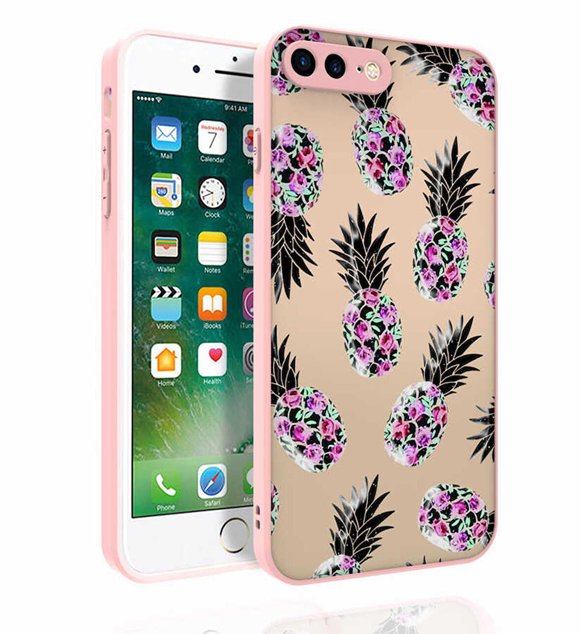 iPhone 8 Plus Uyumlu Desenli Kamera Korumalı Parlak Zore Nora Kapak-NO1