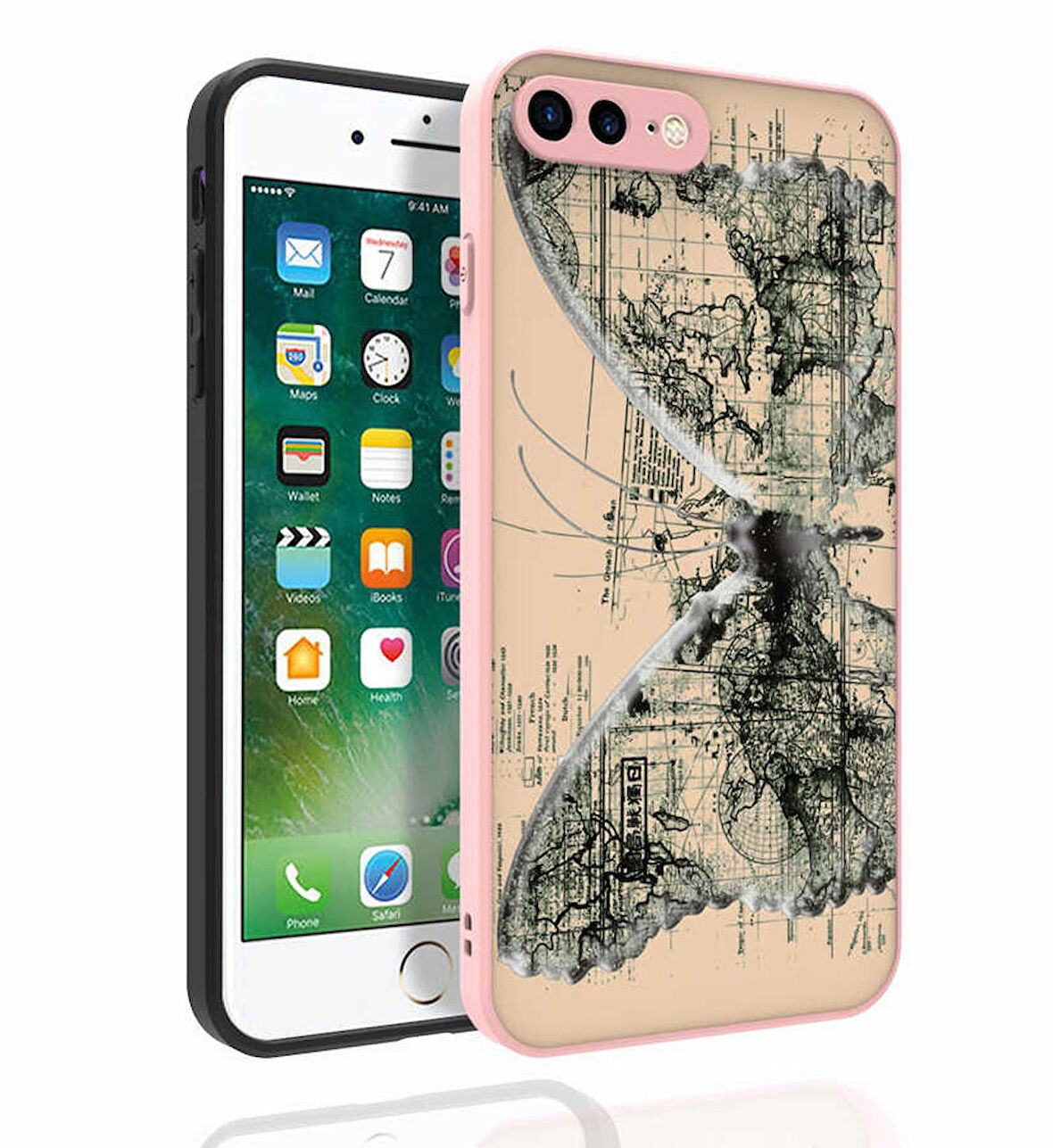 iPhone 8 Plus Uyumlu Desenli Kamera Korumalı Parlak Zore Nora Kapak-NO4
