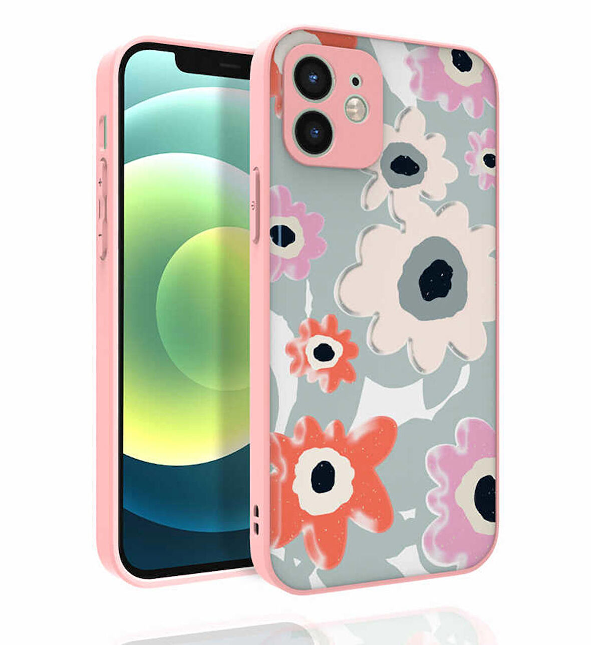 iPhone 12 Uyumlu Desenli Kamera Korumalı Parlak Zore Nora Kapak-NO5