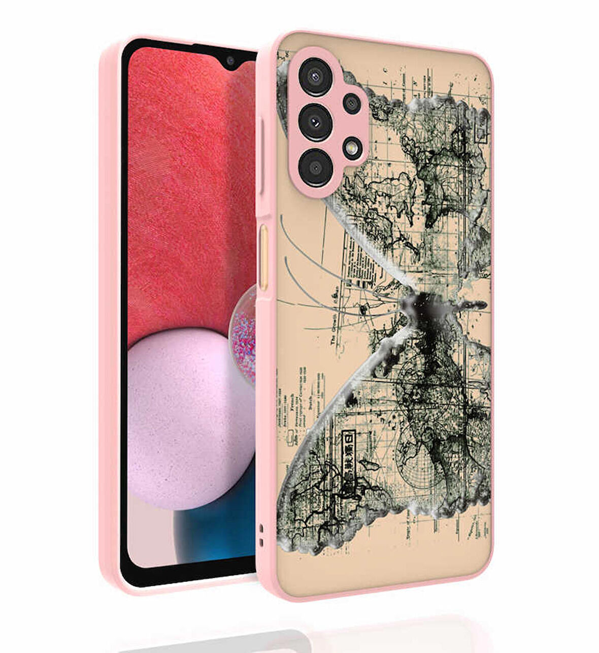 Galaxy A13 4G Uyumlu Desenli Kamera Korumalı Parlak Zore Nora Kapak-NO4
