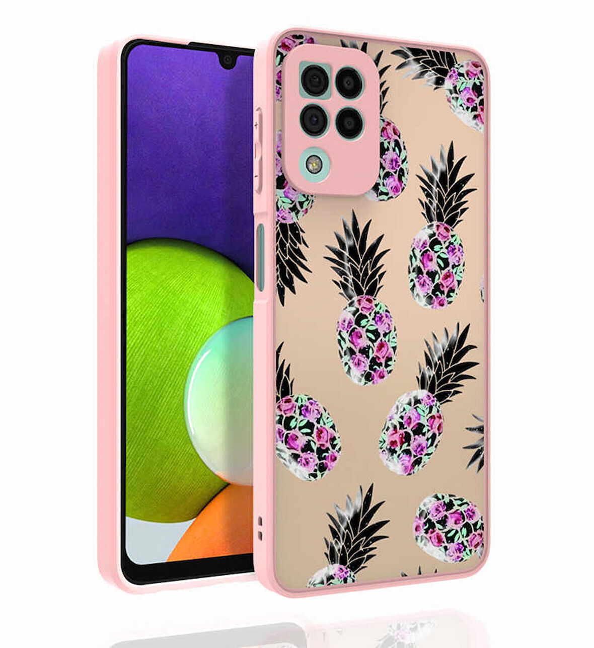 Galaxy M22 Uyumlu Desenli Kamera Korumalı Parlak Zore Nora Kapak-NO1