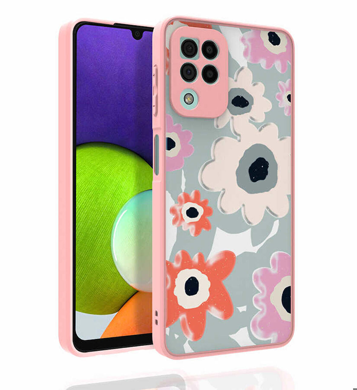 Galaxy M32 Uyumlu Desenli Kamera Korumalı Parlak Zore Nora Kapak-NO5