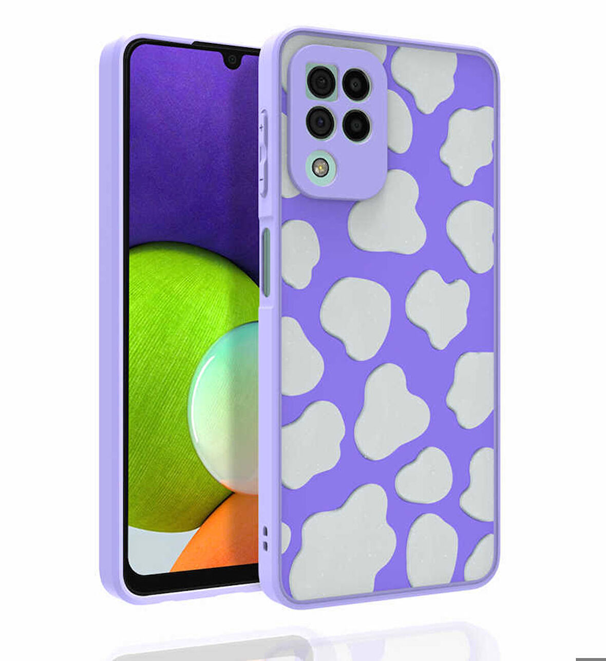 Galaxy A22 4G Uyumlu Desenli Kamera Korumalı Parlak Zore Nora Kapak-NO6