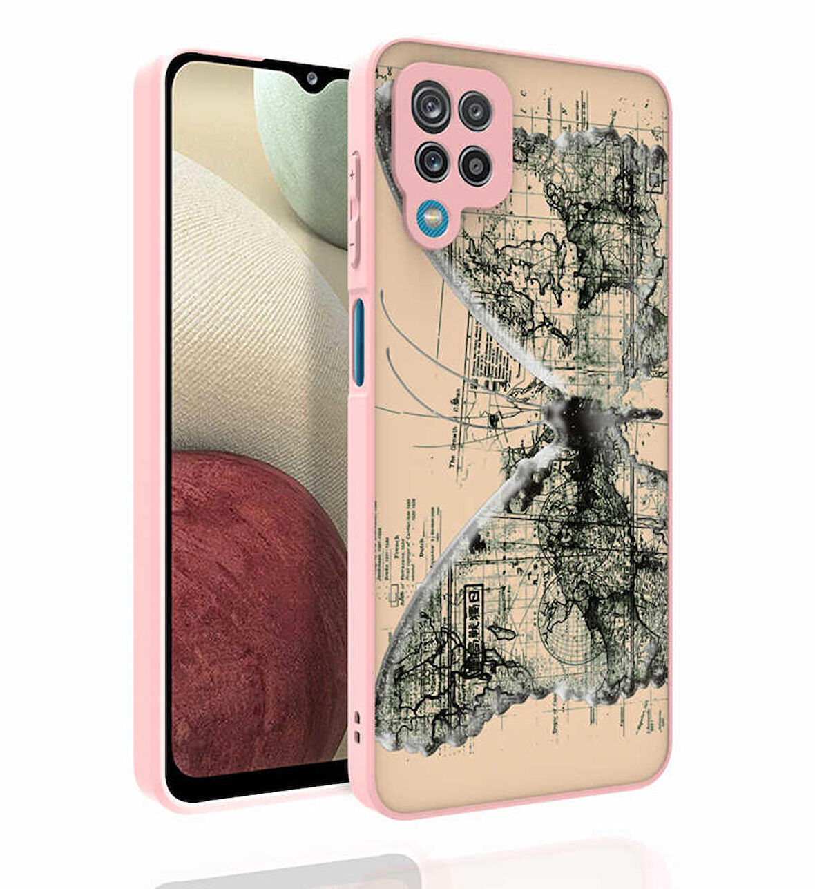 Galaxy A12 Uyumlu Desenli Kamera Korumalı Parlak Zore Nora Kapak-NO4