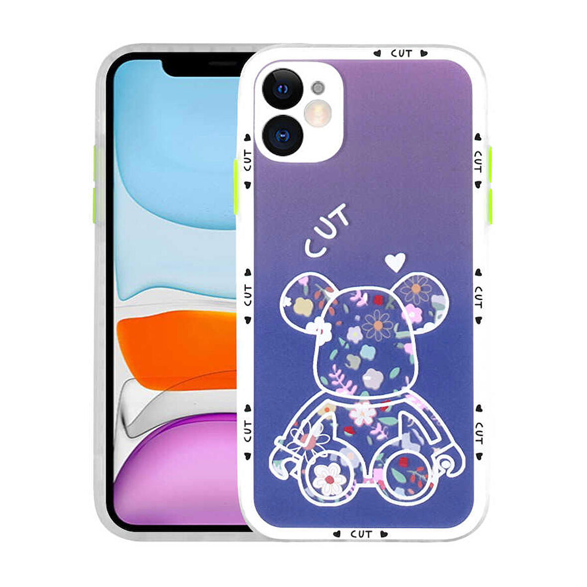 iPhone 11 Uyumlu Kamera Korumalı Desenli Sert Zore Hess Kapak-NO3