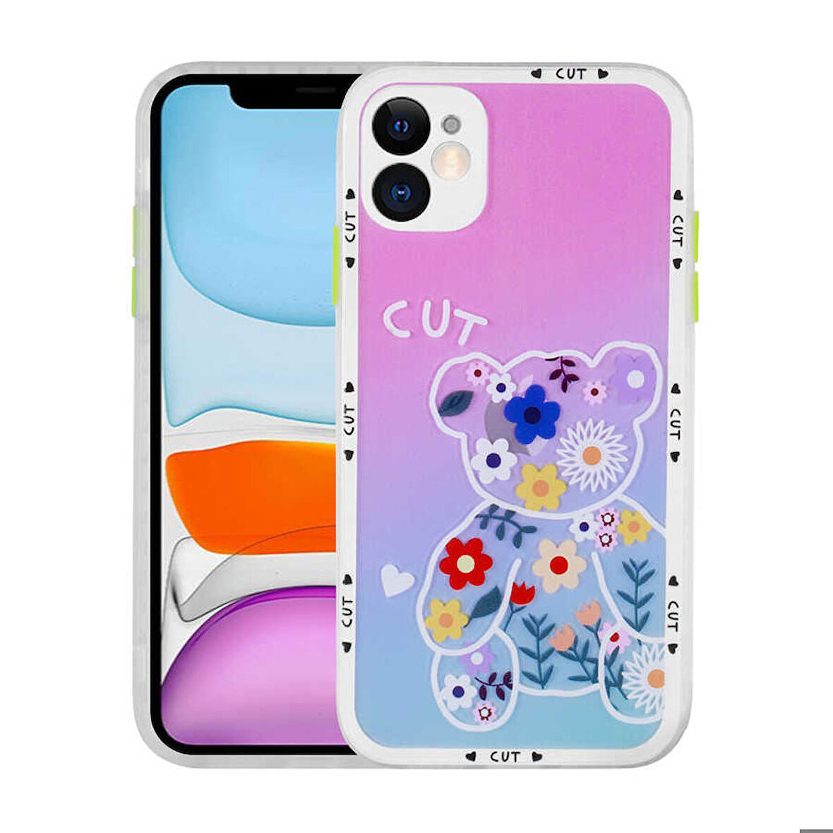 iPhone 11 Uyumlu Kamera Korumalı Desenli Sert Zore Hess Kapak-NO10