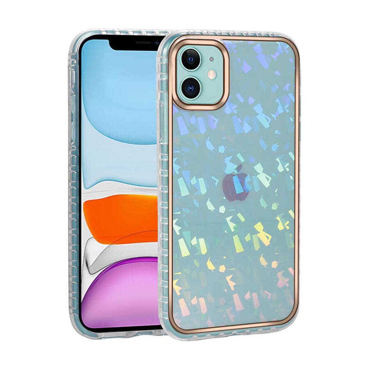 iPhone 11 Uyumlu Desenli Parlayan Transparan Zore Avva Kılıf-NO1