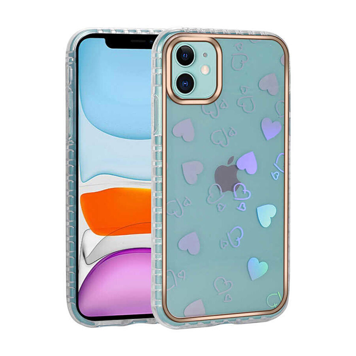 iPhone 11 Uyumlu Desenli Parlayan Transparan Zore Avva Kapak-NO3