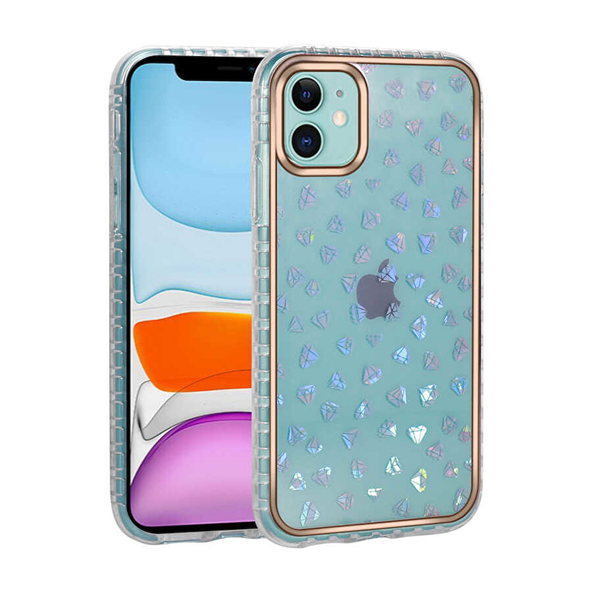 iPhone 11 Uyumlu Desenli Parlayan Transparan Zore Avva Kılıf-NO10