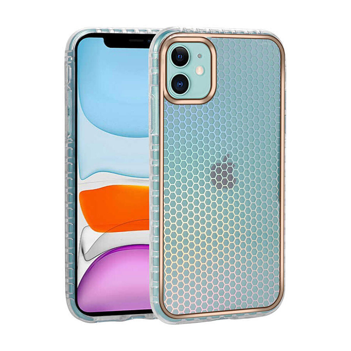 iPhone 11 Uyumlu Desenli Parlayan Transparan Zore Avva Kapak-NO12