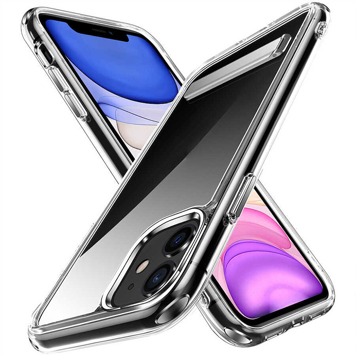 iPhone 11 Uyumlu Standlı Şeffaf Silikon Zore L-Stand Kılıf-Renksiz