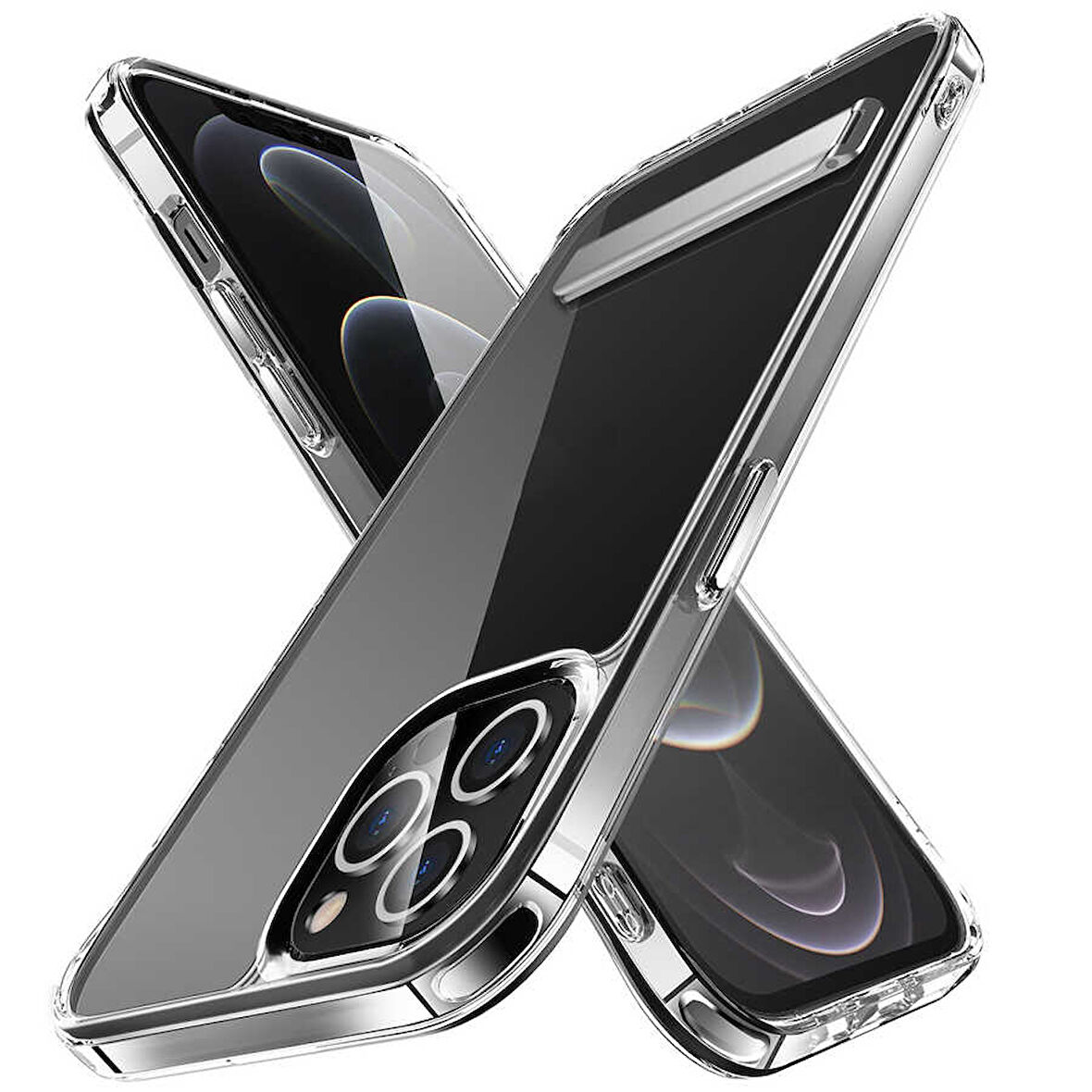 iPhone 14 Pro Uyumlu Standlı Şeffaf Silikon Zore L-Stand Kılıf-Renksiz
