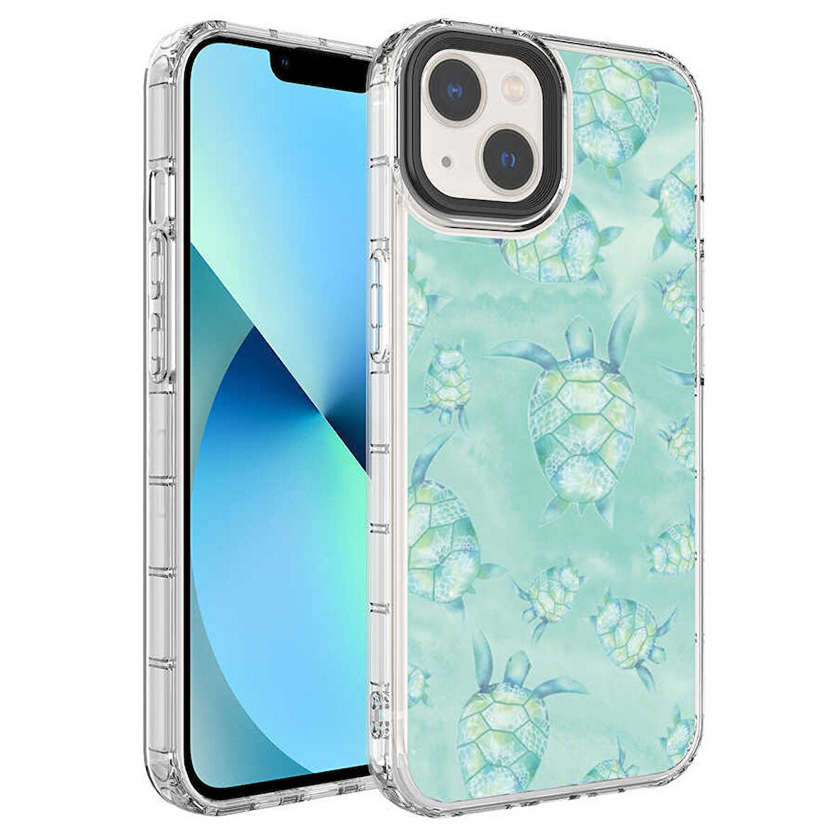 iPhone 14 Plus Uyumlu Kamera Korumalı Renkli Desenli Sert Silikon Zore Korn Kapak-NO13