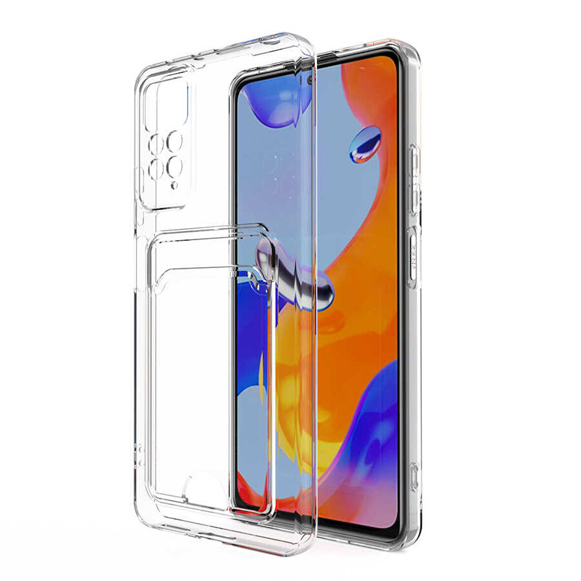 Xiaomi Redmi Note 11S Global Kılıf Kartlıklı Şeffaf Zore Setra Clear Silikon Kapak-Renksiz