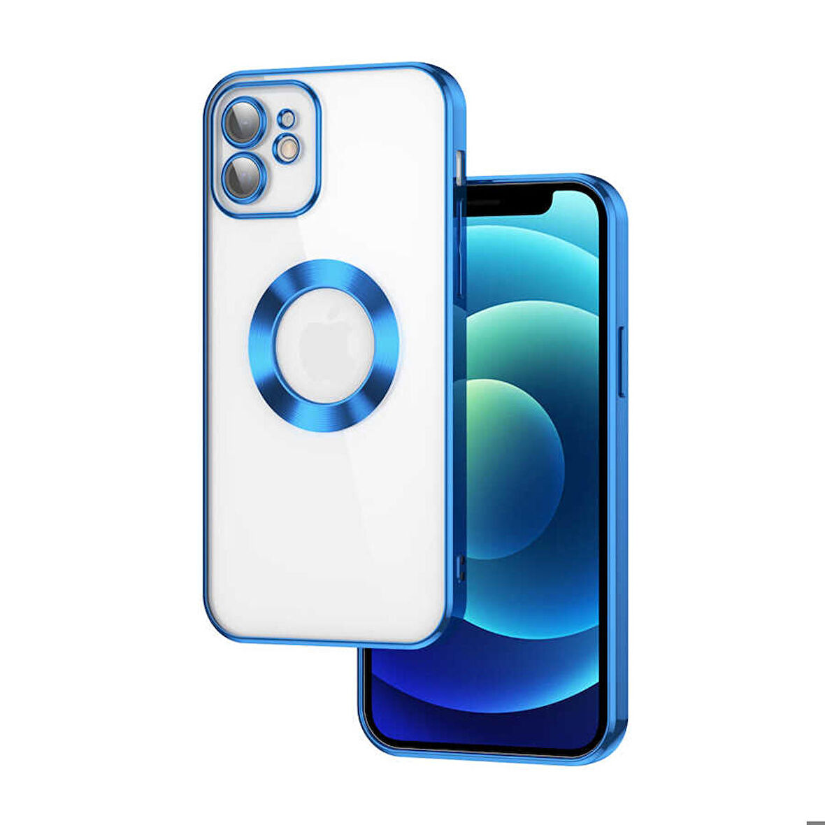 iPhone 11 Uyumlu Kamera Korumalı Logo Gösteren Zore Omega Kapak-Mavi