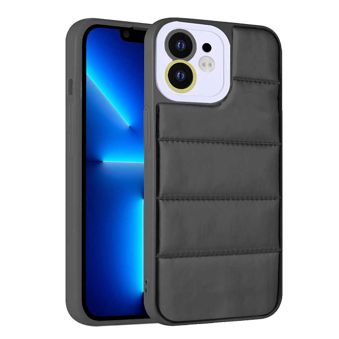 iPhone 11 Uyumlu Kamera Korumalı AirBagli Renkli Zore Seksek Kılıf-Siyah