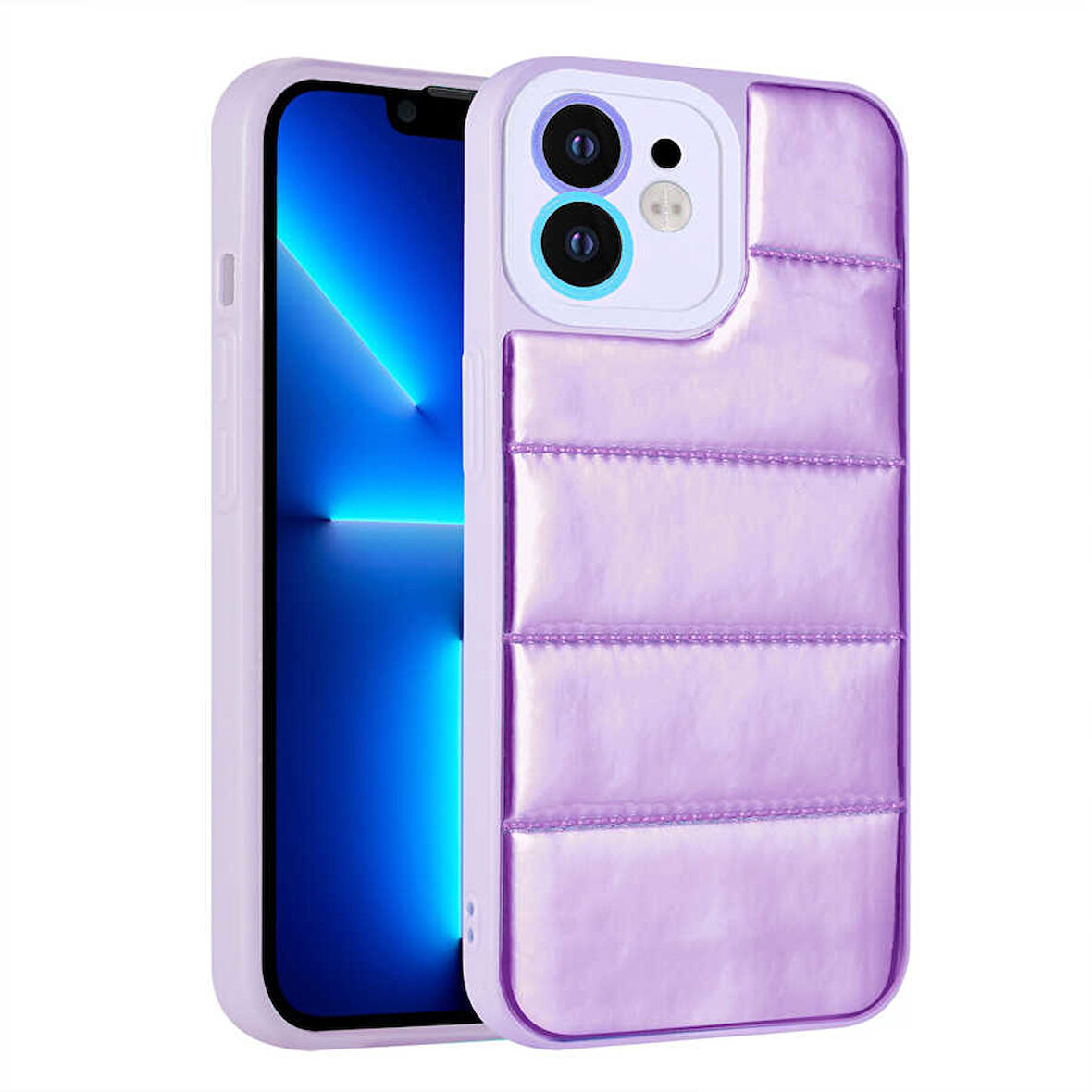 iPhone 11 Uyumlu Kamera Korumalı AirBagli Renkli Zore Seksek Kılıf-Mor