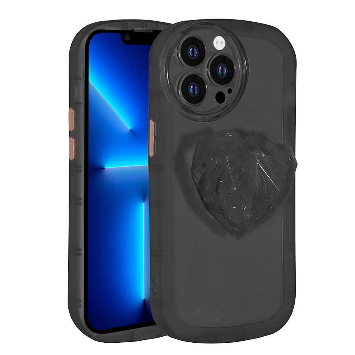 iPhone 12 Pro Uyumlu Kamera Korumalı Pop Soketli Renkli Zore Ofro Kapak-Siyah