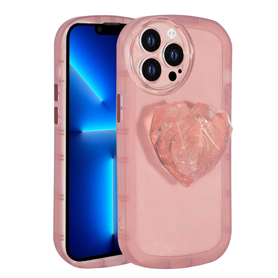 iPhone 12 Pro Max Uyumlu Kamera Korumalı Pop Soketli Renkli Zore Ofro Kılıf-Pembe