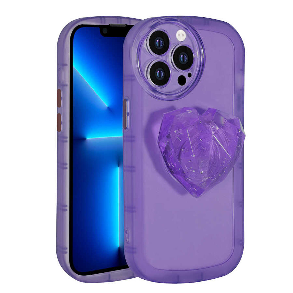 iPhone 12 Pro Max Uyumlu Kamera Korumalı Pop Soketli Renkli Zore Ofro Kılıf-Mor