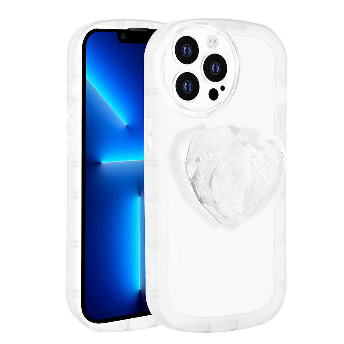 iPhone 12 Pro Max Uyumlu Kamera Korumalı Pop Soketli Renkli Zore Ofro Kılıf-Beyaz